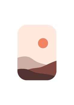 Abstract Mountain Aesthetic Backgrounds Landscapes. Desert abstract bohemian. Modern background flat design, contemporary boho sun moon mountains and cactus minimalist wall decor. Vector art print