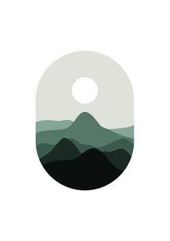 Abstract Mountain Aesthetic Backgrounds Landscapes. Desert abstract bohemian. Modern background flat design, contemporary boho sun moon mountains and cactus minimalist wall decor. Vector art print