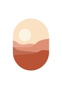 Abstract Mountain Aesthetic Backgrounds Landscapes. Desert abstract bohemian. Modern background flat design, contemporary boho sun moon mountains and cactus minimalist wall decor. Vector art print