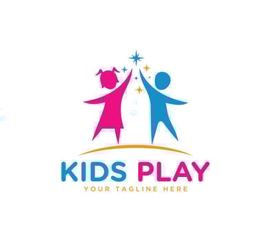 Kids Play Children logo design on white background, Vector illustration.