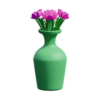 flower vase 3d rendering icon illustration png