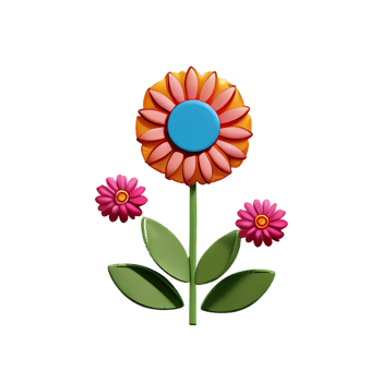 boho flowers 3d rendering icon illustration png