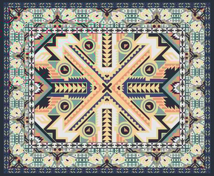 Colorful ornamental vector design for rug, tapis, yoga mat. Geometric ethnic clipart. Arabian ornamental carpet with decorative elements.Persian carpet,