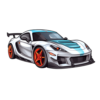 Cartoon Style Race Cars Painting Drawing No Background Perfect for Print on Demand Merchandise AI Generative png