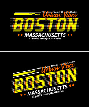Boston city vintage urban vibes striped shadow typeface, for print on t shirts etc. vector