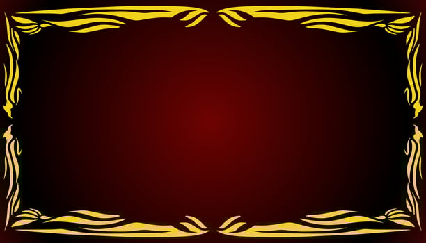 A gradient red abstract background illustration with a yellow frame. Perfect for invitation card, book cover, poster, banner, website design. vector