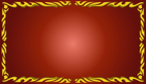 A gradient red abstract background illustration with a yellow frame. Perfect for invitation card, book cover, poster, banner, website design. vector