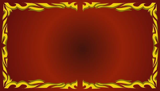 A gradient red abstract background illustration with a yellow frame. Perfect for invitation card, book cover, poster, banner, website design. vector