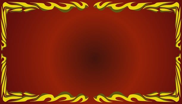 A gradient red abstract background illustration with a yellow frame. Perfect for invitation card, book cover, poster, banner, website design. vector