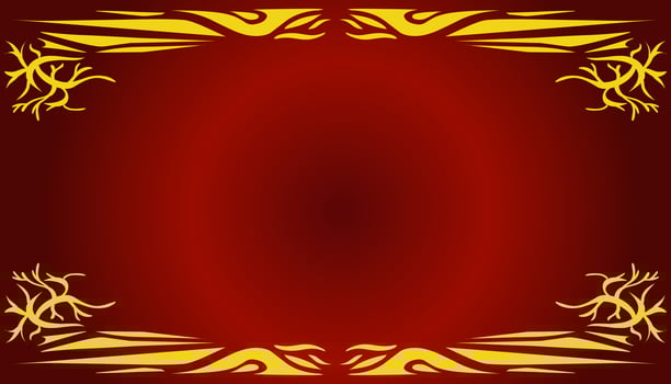 A gradient red abstract background illustration with a yellow frame. Perfect for invitation card, book cover, poster, banner, website design. vector