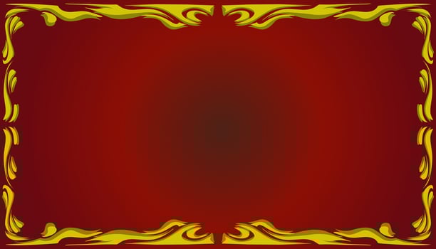 A gradient red abstract background illustration with a yellow frame. Perfect for invitation card, book cover, poster, banner, website design. vector