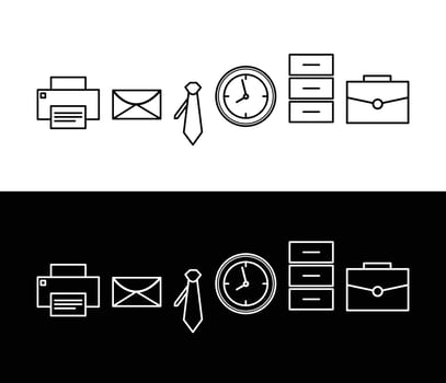Simple Set of Office-Related Vector Line Icons