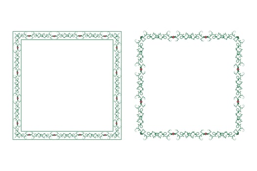 Decorative ornamental Christmas border frame, Merry Christmas holly leaves Square frames, ornament frame border corner Decoration, Wedding greeting cards invitation card holiday page borders vector