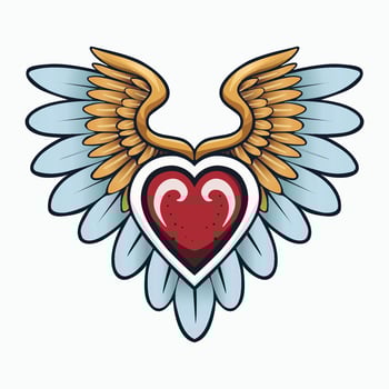 Heart with wings basic logo vector isolated on white background