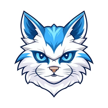 A mascot logo of a blue cat isolated white background. vector