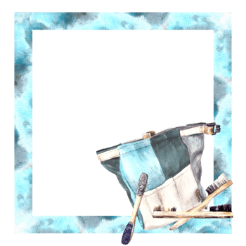 Textile sport climbing bag with pockets and magnesium brushes. Square frame with climbing, bouldering equipment. Watercolor illustration. Design for banners, cards, prints with place for text png