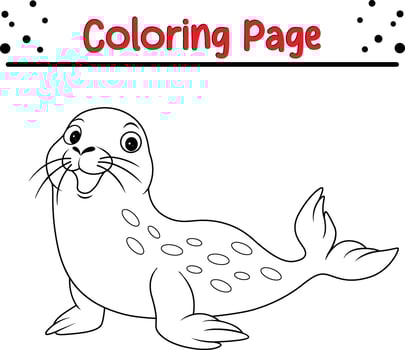 seal Coloring Page for children. Black and white vector illustration for coloring book