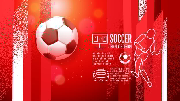 Soccer Template design , Football banner, Sport layout design, Red Theme, vector