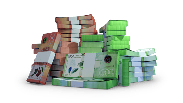 Stacks of Nicaraguan Cordoba notes. A lot of money isolated on transparent background. 3d rendering of bundles of cash png