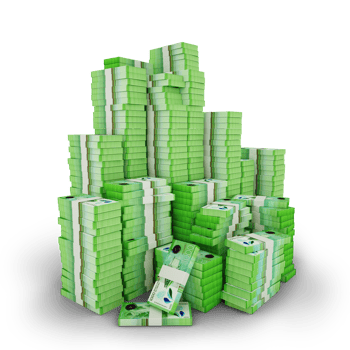 Big stacks of 1000 Nicaraguan Cordoba notes. A lot of money isolated on transparent background. 3d rendering of bundles of arranged cash png