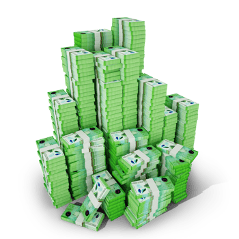 Big stacks of 1000 Nicaraguan Cordoba notes. A lot of money isolated on transparent background. 3d rendering of bundles of arranged cash png