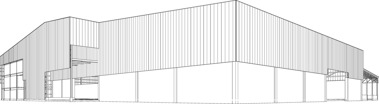 3D illustration of industrial building vector