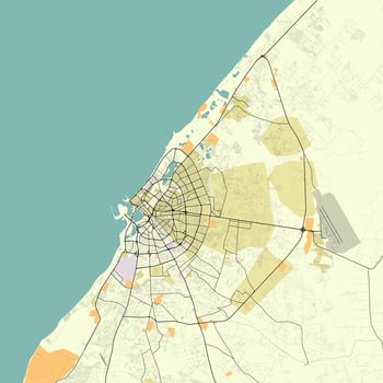 City map of Benghazi, Libya vector