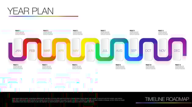 12 months projects year plan , time line milestone vector
