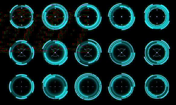 Set of sci fi blue circle user interface elements technology futuristic design modern creative on black background vector