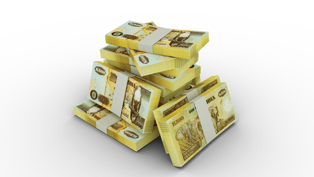 3d rendering of Stack of 500 Zambian kwacha notes. bundles of Zambian currency notes isolated on transparent background png