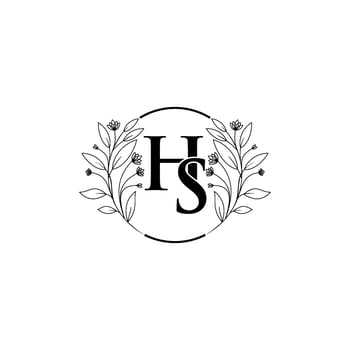 Floral letter H, AS logo Icon, Luxury alphabet font initial design isolated vector