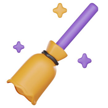 Witch's broom Halloween Icon 3d rendering png