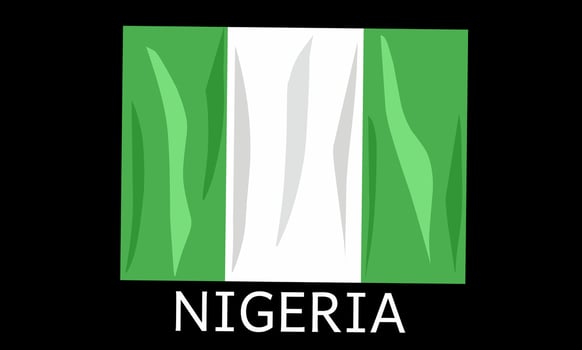 Vector illustration, Nigerian flag to commemorate independence day. With isolated Black background