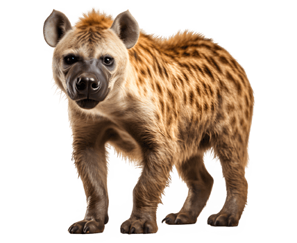 hyenas side view png ,hyena isolated on transparent background ,generative ai