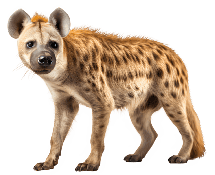 hyenas side view png ,hyena isolated on transparent background ,generative ai