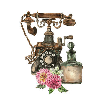 Watercolor rusty old elements and dahlia composition. png