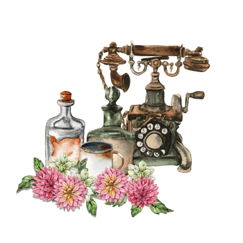 Watercolor rusty old elements and dahlia composition. png