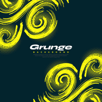Abstract Grunge Background with Yellow Brushstroke Illustration and Halftone Effect. Sport Banner. Scratch and Texture Elements For Design vector