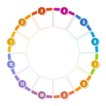 Infographic with 12 steps, process or options. png