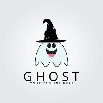 halloween logo icon design inspiration with ghost and hat vector illustration