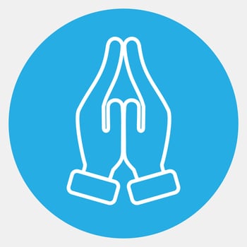 Icon pray. Diwali celebration elements. Icons in blue round style. Good for prints, posters, logo, decoration, infographics, etc. vector