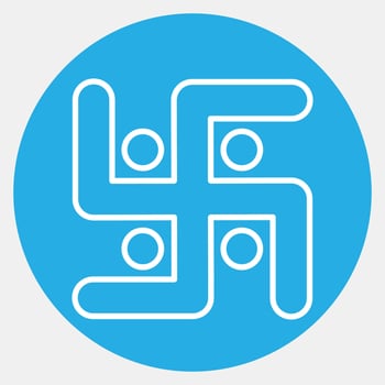 Icon swastika. Diwali celebration elements. Icons in blue round style. Good for prints, posters, logo, decoration, infographics, etc. vector