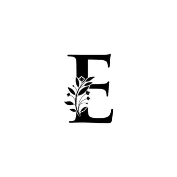 Floral letter E logo Icon, Luxury alphabet font initial design isolated vector