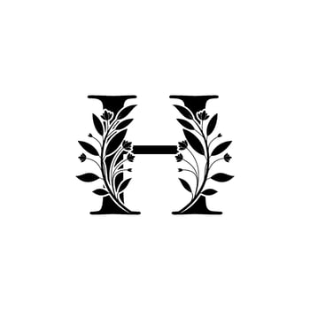Floral letter H logo Icon, Luxury alphabet font initial design isolated vector