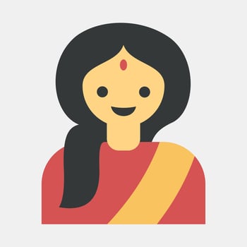 Icon indian girl. Diwali celebration elements. Icons in flat style. Good for prints, posters, logo, decoration, infographics, etc. vector