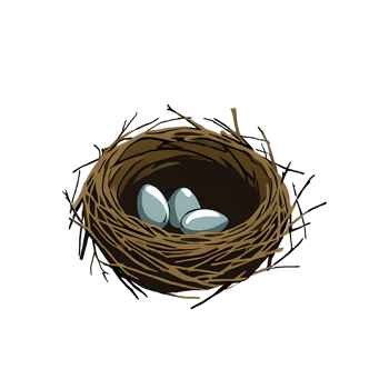 Nest with Three Eggs Hand Drawn Cartoon Style Illustration AI Generated png