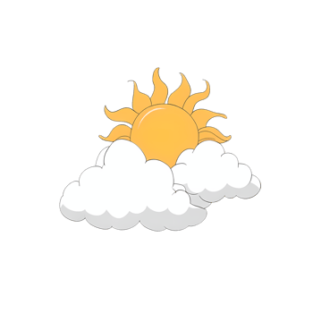 Sun with Clouds Hand Drawn Cartoon Style Illustration AI Generated png
