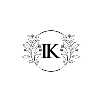 Floral letter I, K logo Icon, Luxury alphabet font initial design isolated vector