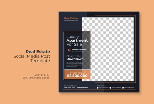 Real estate or property trendy editable template. house for sale social media post template vector