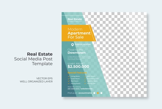 Real estate or property trendy editable template. house for sale social media post template vector